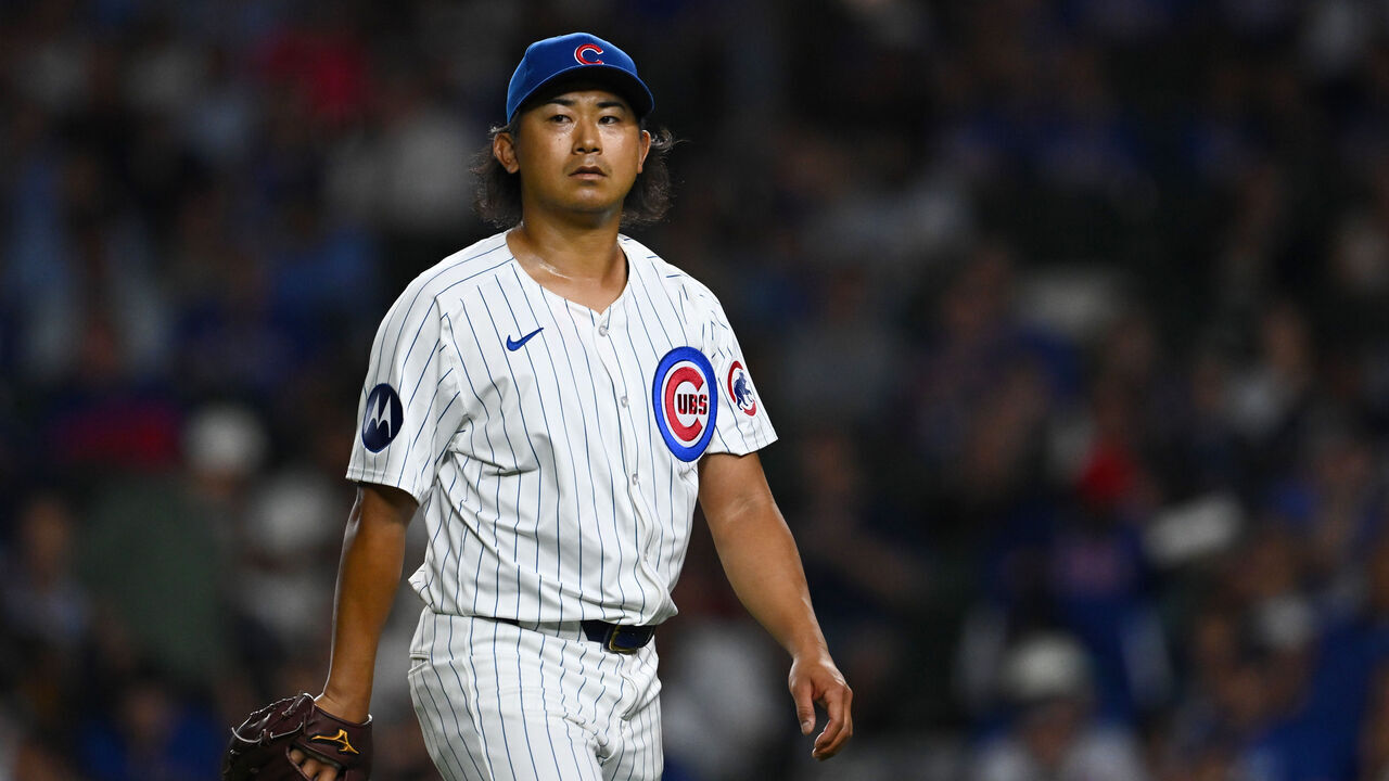 CHICAGO, ILLINOIS - SEPTEMBER 04: Shota Imanaga #18 of the Chicago Cubs walks off the field after getting an out in the fifth inning against the Pittsburgh Pirates at Wrigley Field on September 04, 2024 in Chicago, Illinois.