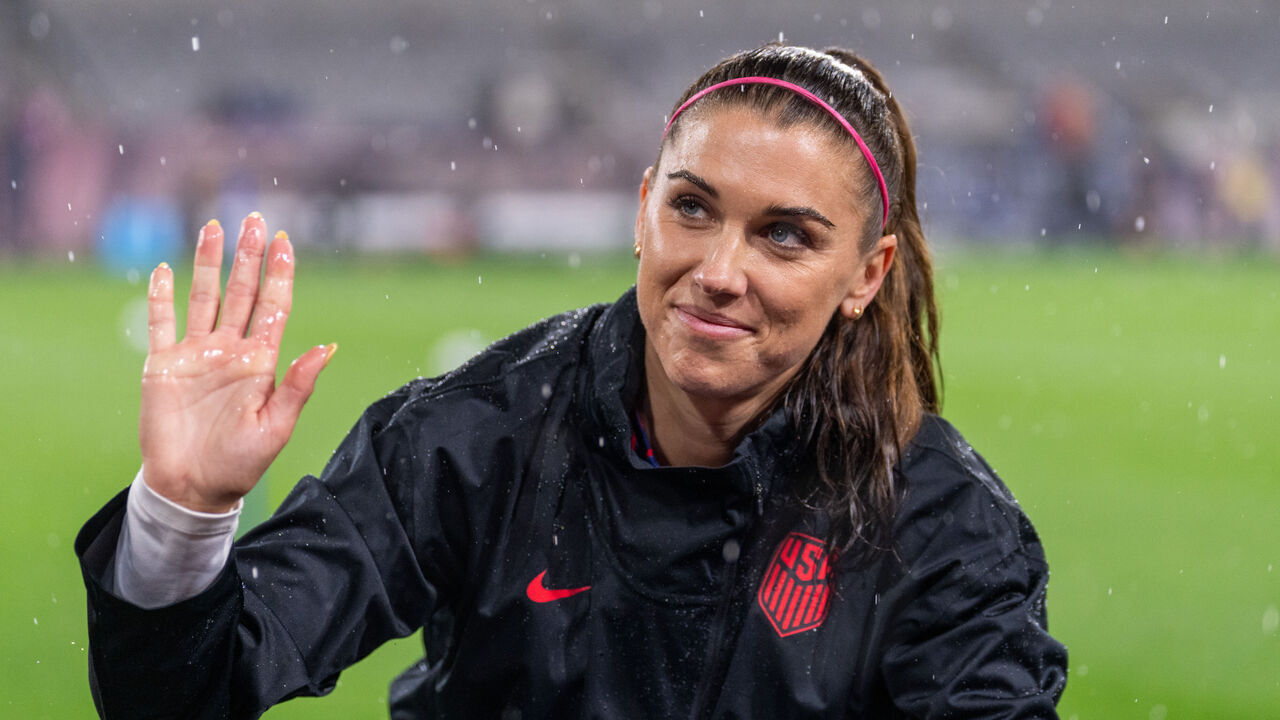 SAN DIEGO, CA - MARCH 6: Alex Morgan #7 of the United States waves to the crowd before a 2024 Concacaf W Gold Cup semifinal match between the United States and Canada at Snapdragon Stadium on March 6, 2024 in San Diego, California.