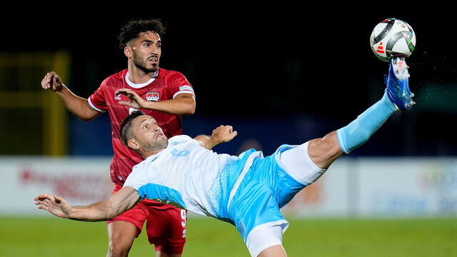 San Marino, San Marino - September 5: Dante Rossi of San Marino and Ferhat Saglam of Liechtenstein compete for the ball during the UEFA Nations League 2024/2025 League D - Group 1 match between San Marino and Liechtenstein at San Marino Stadium on September 5, 2024 in San Marino, San Marino.