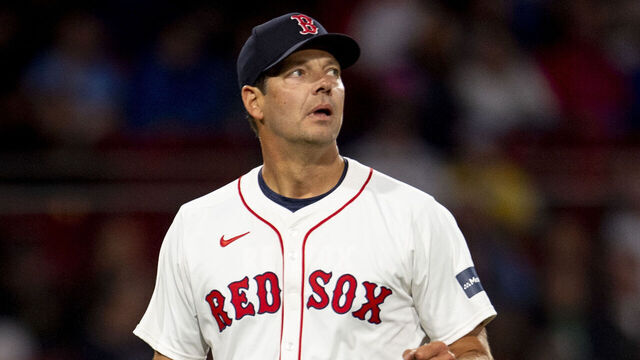 BOSTON, MASSACHUSETTS - AUGUST 29: Rich Hill #44 of the Boston Red Sox reacts during the seventh inning of a game against the Toronto Blue Jays on August 29, 2024 at Fenway Park in Boston, Massachusetts.