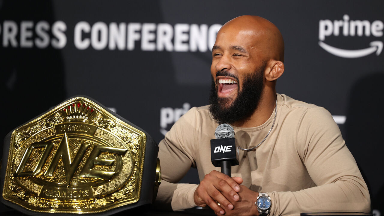 DENVER, COLORADO - MAY 5: Demetrious Johnson at ONE Championship Fight Night 10 post fight press conference on May 5, 2023, at the 1st Bank Center in Denver, Colorado.