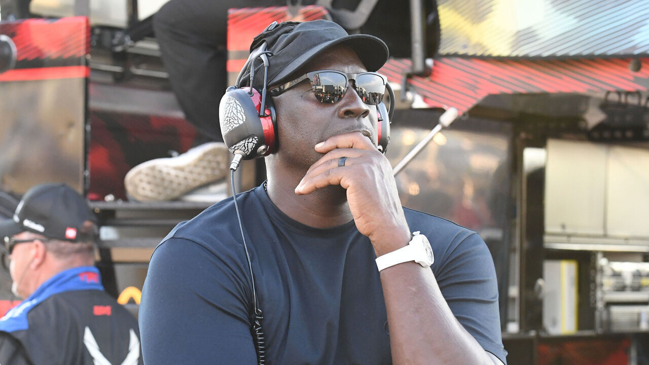 DARLINGTON, SC - SEPTEMBER 01: Michael Jordan co-owner of 23XI racing looks on during the running of the NASCAR Cup Series Cook Out Southern 500 on September 01, 2024, at Darlington Raceway in Darlington, SC.