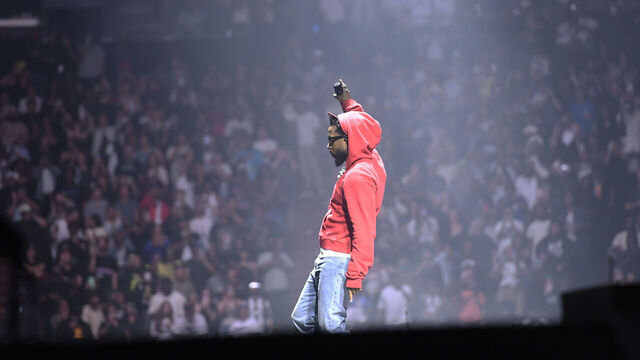 INGLEWOOD, CALIFORNIA - JUNE 19: Kendrick Lamar performs onstage during The Pop Out – Ken & Friends Presented by pgLang and Free Lunch at The Kia Forum on June 19, 2024 in Inglewood, California.