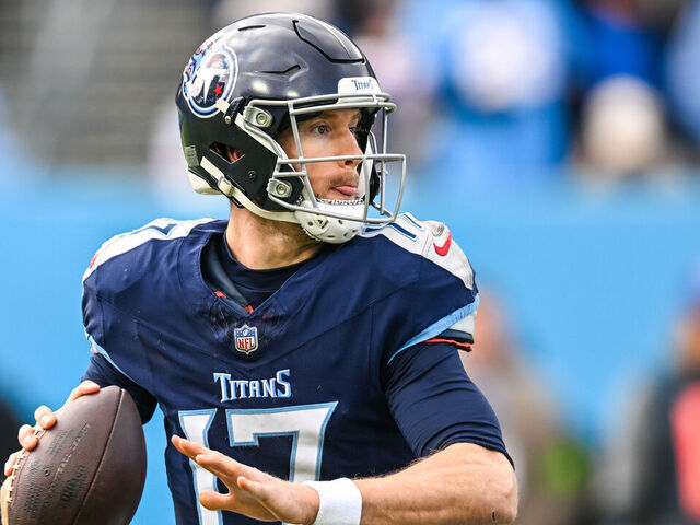 NASHVILLE, TN - JANUARY 07: Tennessee Titans quarterback Ryan Tannehill (17) passes the ball during the NFL game between the Tennessee Titans and the Jacksonville Jaguars on January 7, 2024, at Nissan Stadium in Nashville, TN.