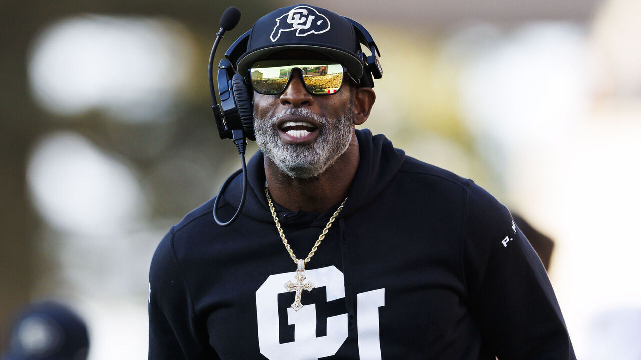 BOULDER, COLORADO - AUGUST 29: Deion Sanders of the Colorado Buffaloes on the sideline during a game against North Dakota State Bison at Folsom Field on August 29, 2024 in Boulder, Colorado.