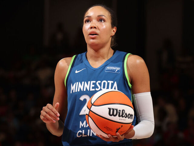 WASHINGTON, D.C. - SEPTEMBER 8: Napheesa Collier #24 of the Minnesota Lynx shoots a free throw during the game on September 8, 2024 at Entertainment and Sports Arena in Washington, D.C. Mandatory Copyright Notice: Copyright 2024 NBAE