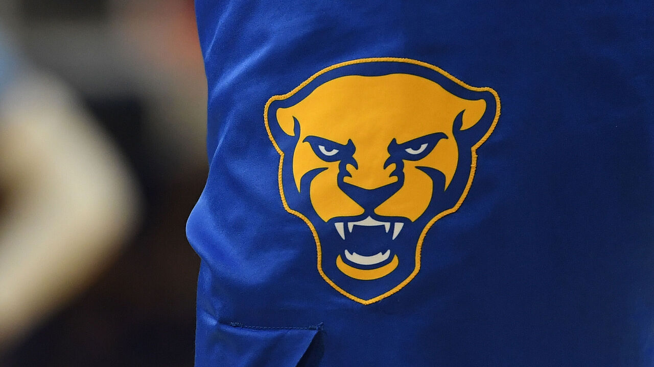 PITTSBURGH, PA - DECEMBER 30: The Pittsburgh Panthers logo is seen on the short of Jamarius Burton #11 during the game against the North Carolina Tar Heels at Petersen Events Center on December 30, 2022 in Pittsburgh, Pennsylvania.