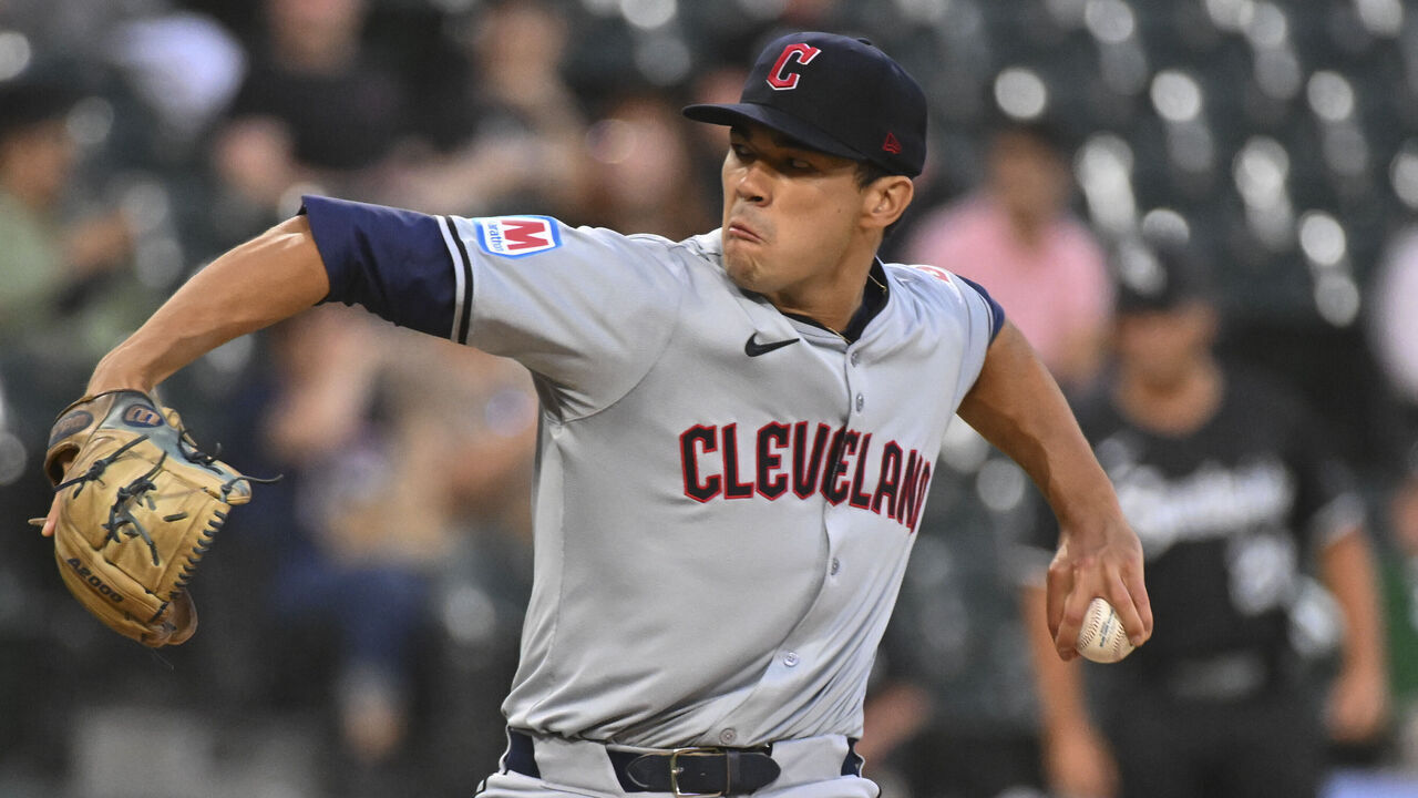 CHICAGO, ILLINOIS - SEPTEMBER 09: Joey Cantillo #54 of the Cleveland Guardians throws a pitch during the first inning of a game against the Chicago White Sox at Guaranteed Rate Field on September 09, 2024 in Chicago, Illinois.