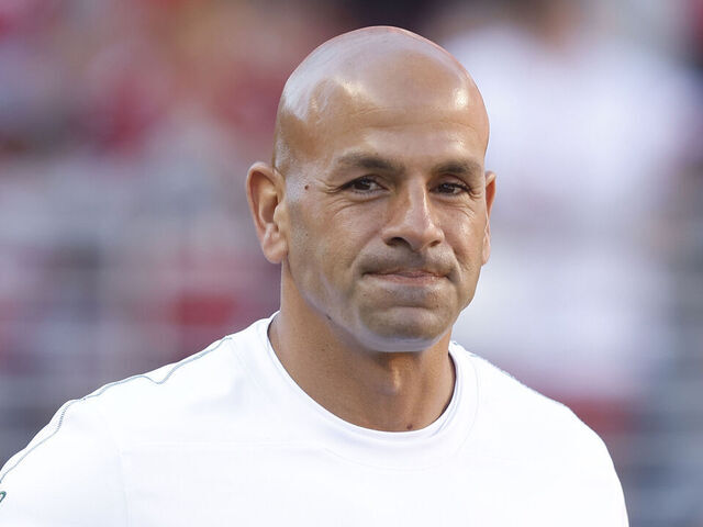 SANTA CLARA, CALIFORNIA - SEPTEMBER 09: Robert Saleh, head coach of the New York Jets, is seen before playing the San Francisco 49ers at Levi's Stadium on September 09, 2024 in Santa Clara, California.