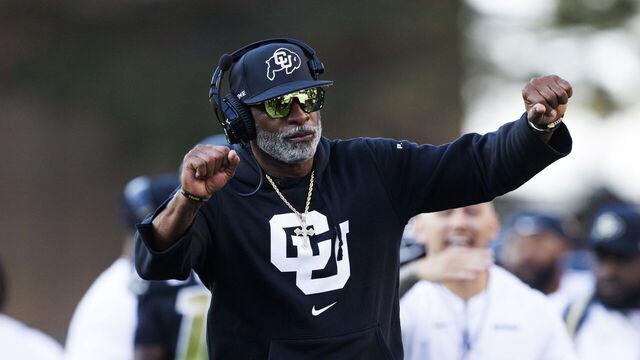 BOULDER, COLORADO - AUGUST 29: Deion Sanders of the Colorado Buffaloes reacts on the sideline during a game against North Dakota State Bison at Folsom Field on August 29, 2024 in Boulder, Colorado.