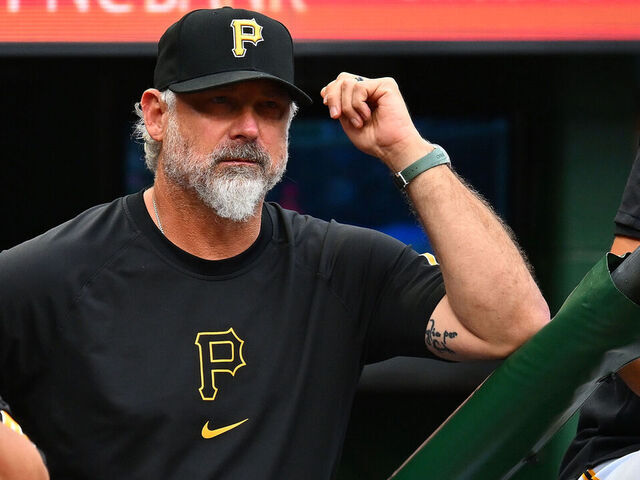 PITTSBURGH, PENNSYLVANIA - JULY 23: Manager Derek Shelton of the Pittsburgh Pirates looks on during the game against the St. Louis Cardinals at PNC Park on July 23, 2024 in Pittsburgh, Pennsylvania.