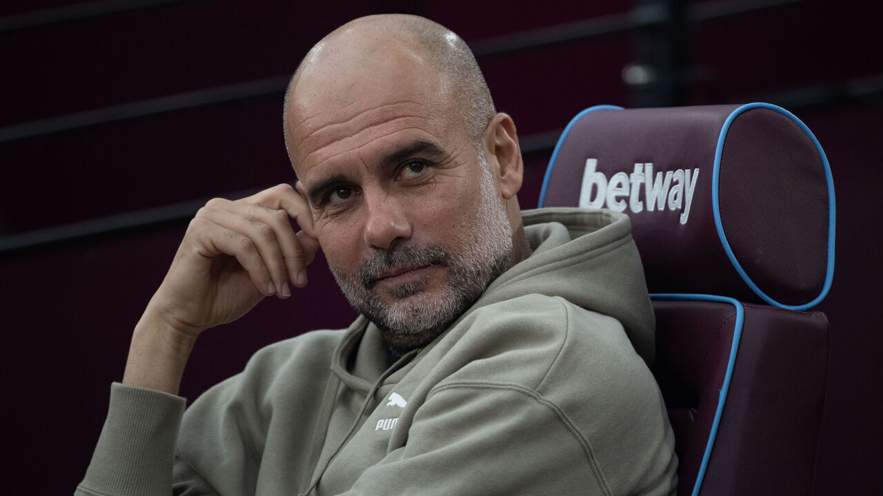 LONDON, ENGLAND - AUGUST 31: Manchester City Manager Pep Guardiola is seen prior to the Premier League match between West Ham United FC and Manchester City FC at London Stadium on August 31, 2024 in London, England.