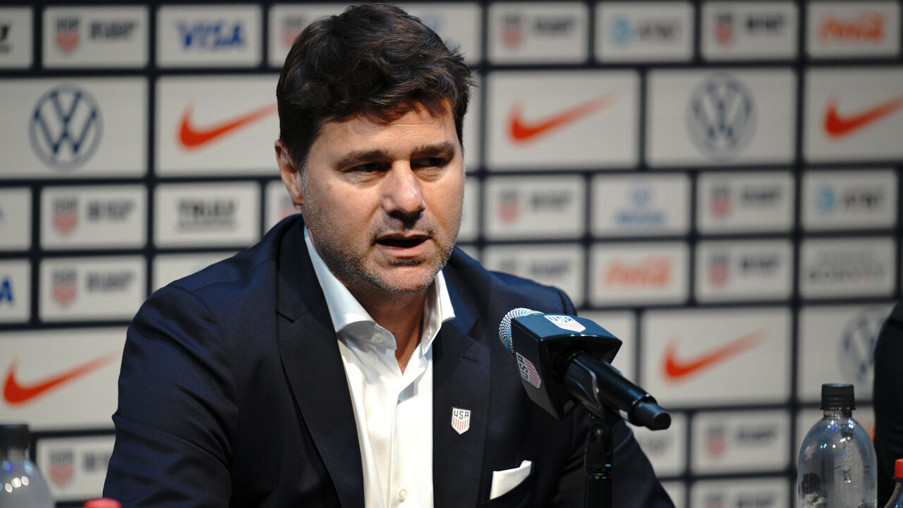 NEW YORK, NEW YORK - SEPTEMBER 13: Mauricio Pochettino speaks to the media during a press conference after being introduced as the head coach of the U.S. Soccer Men's National Team at Hudson Yards on September 13, 2024 in New York City.