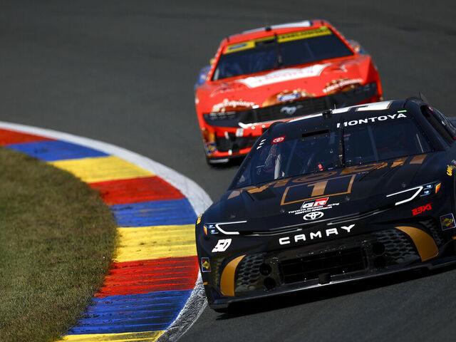 WATKINS GLEN, NEW YORK - SEPTEMBER 14: Juan Pablo Montoya, driver of the #50 Mobil 1 50th Anniversary Toyota, drives during practice for the NASCAR Cup Series Go Bowling at The Glen at Watkins Glen International on September 14, 2024 in Watkins Glen, New York.
