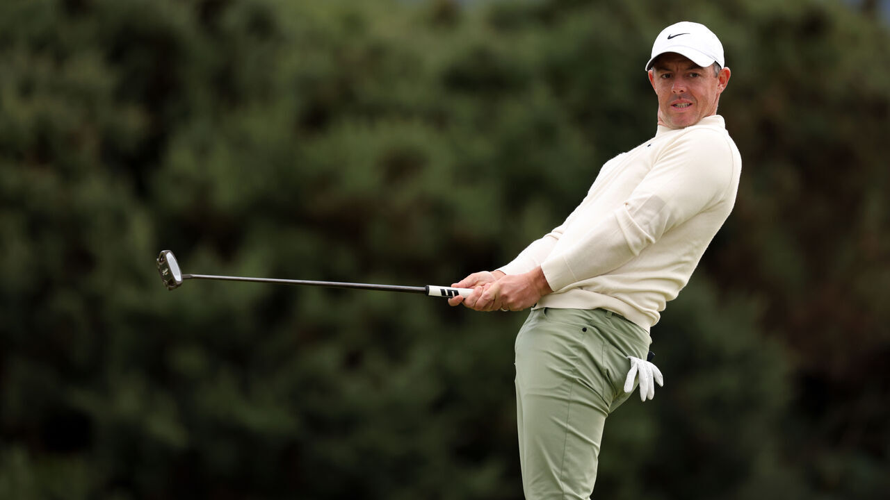Rory McIlroy reacts after a missed putt on the 16th on day three of the Amgen Irish Open 2024 at Royal County Down in Newcastle, County Down. Picture date: Saturday September 14, 2024.