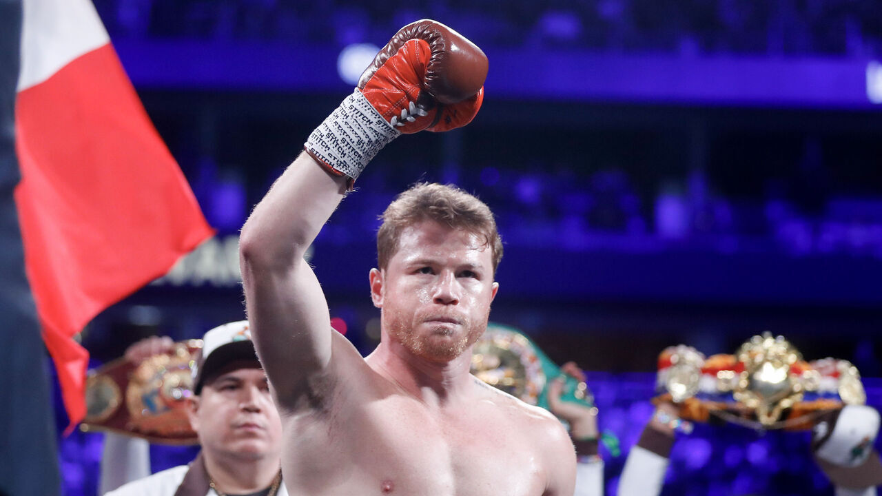 LAS VEGAS, NEVADA - SEPTEMBER 14: WBC/WBA/WBO super middleweight champion Canelo Alvarez looks on before a title fight at T-Mobile Arena on September 14, 2024 in Las Vegas, Nevada.
