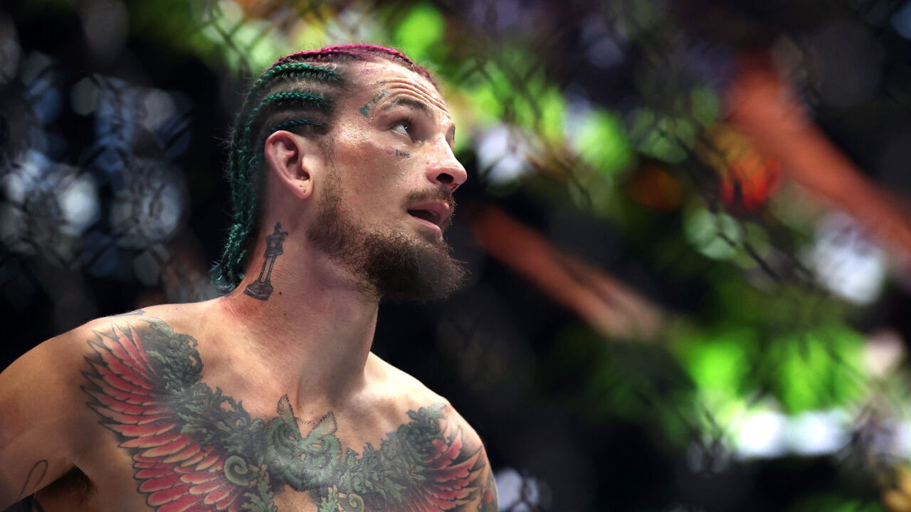 LAS VEGAS, NEVADA - SEPTEMBER 14: Sean O’Malley of the United States reacts after losing his bantamweight title to Merab Dvalishvili of Georgia during UFC 306: Riyadh Season Noche at Sphere on September 14, 2024 in Las Vegas, Nevada.
