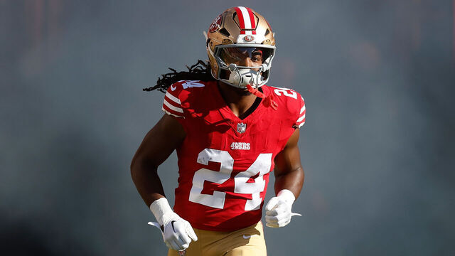 SANTA CLARA, CALIFORNIA - SEPTEMBER 09: Jordan Mason #24 of the San Francisco 49ers takes the field before the game against the New York Jets at Levi's Stadium on September 09, 2024 in Santa Clara, California.