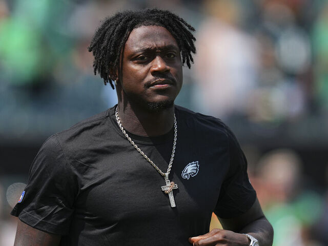 PHILADELPHIA, PENNSYLVANIA - AUGUST 24: A.J. Brown #11 of the Philadelphia Eagles looks on prior to the preseason game against the Minnesota Vikings at Lincoln Financial Field on August 24, 2024 in Philadelphia, Pennsylvania.