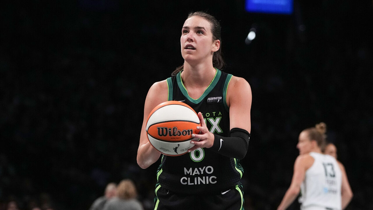 BROOKLYN, NY - SEPTEMBER 15: Bridget Carleton #6 of the Minnesota Lynx shoots a free throw during the game on September 15, 2024 in Brooklyn, New York. Mandatory Copyright Notice: Copyright 2024 NBAE