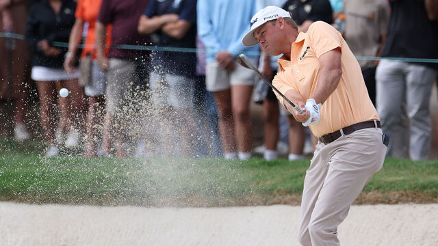 NAPA, CALIFORNIA - SEPTEMBER 15: Patton Kizzire of the United States hits from the bunker on the seventh hole during the final round of the Procore Championship 2024 at Silverado Resort on September 15, 2024 in Napa, California.