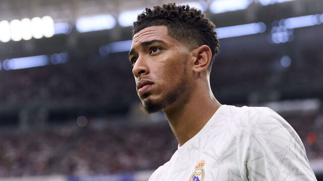 MADRID, SPAIN - AUGUST 25: Jude Bellingham of Real Madrid CF looks on prior the game the La Liga match between Real Madrid CF and Real Valladolid CF at Estadio Santiago Bernabeu on August 25, 2024 in Madrid, Spain.