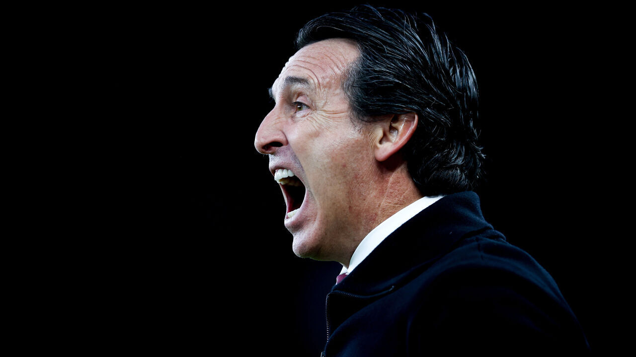BIRMINGHAM, ENGLAND - SEPTEMBER 14: Unai Emery manager of Aston Villa in action during the Premier League match between Aston Villa FC and Everton FC at Villa Park on September 14, 2024 in Birmingham, England.