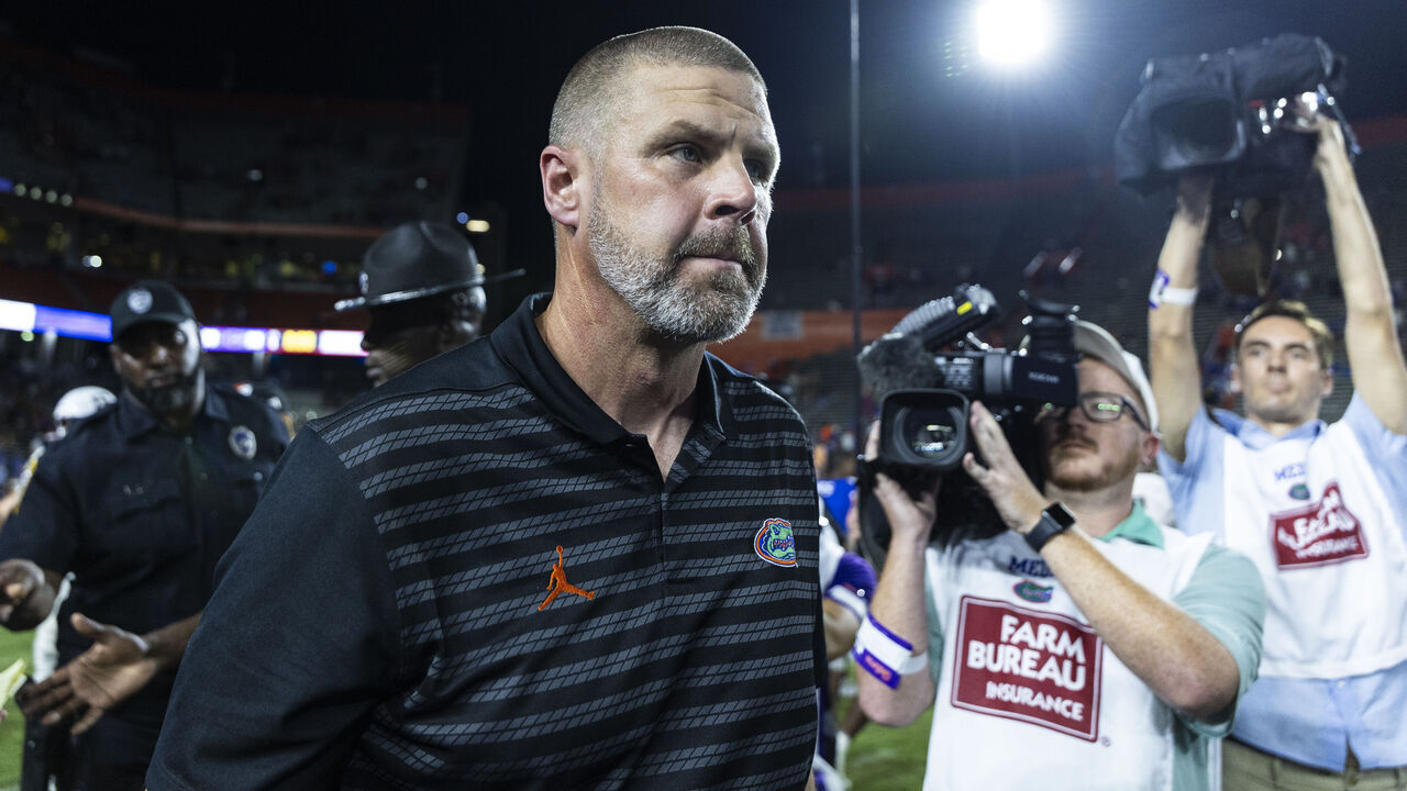 GAINESVILLE, FLORIDA - SEPTEMBER 14: Head coach Billy Napier of the Florida Gators walks off the field after a game against the Texas A&M Aggies at Ben Hill Griffin Stadium on September 14, 2024 in Gainesville, Florida.