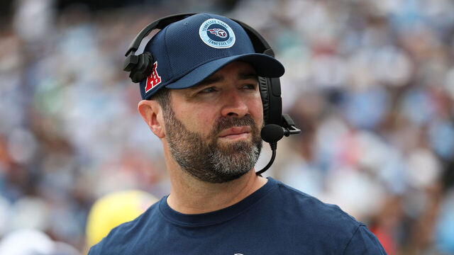 NASHVILLE, TENNESSEE - SEPTEMBER 15: Tennessee Titans head coach Brian Callahan looks on before a game against the New York Jets at Nissan Stadium on September 15, 2024 in Nashville, Tennessee.