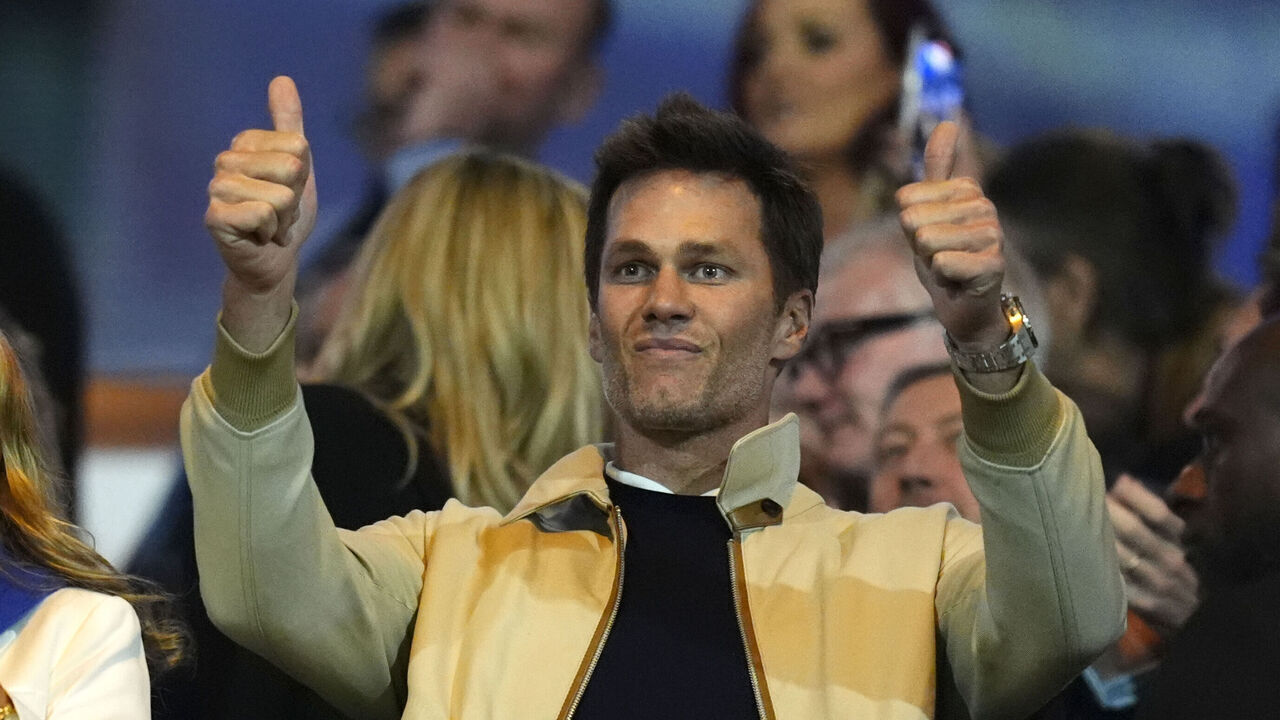 (left to right) Birmingham City chairman Tom Wagner with wife Cindy Wagner and Birmingham City co-owner Tom Brady in the stands after the Sky Bet League One match at St Andrew's @ Knighthead Park, Birmingham. Picture date: Monday September 16, 2024.