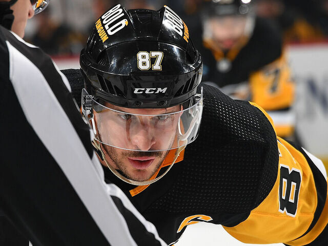 PITTSBURGH, PA - APRIL 06: Sidney Crosby #87 of the Pittsburgh Penguins skates against the Tampa Bay Lightning at PPG PAINTS Arena on April 6, 2024 in Pittsburgh, Pennsylvania.