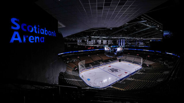 TORONTO, CANADA - MARCH 02: A general view of the Scotiabank arena prior to a game between the New York Rangers and Toronto Maple Leafs at Scotiabank Arena on March 02, 2024 in Toronto, Ontario, Canada.