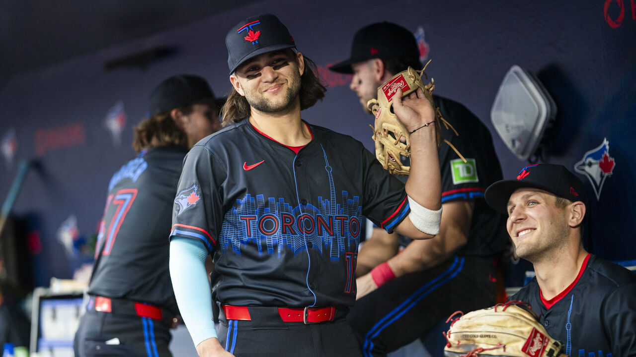 TORONTO, ON - JULY 3: Bo Bichette #11 of the Toronto Blue Jays looks on from the dugout before playing the Houston Astros in their MLB game at the Rogers Centre on July 3, 2024 in Toronto, Ontario, Canada.