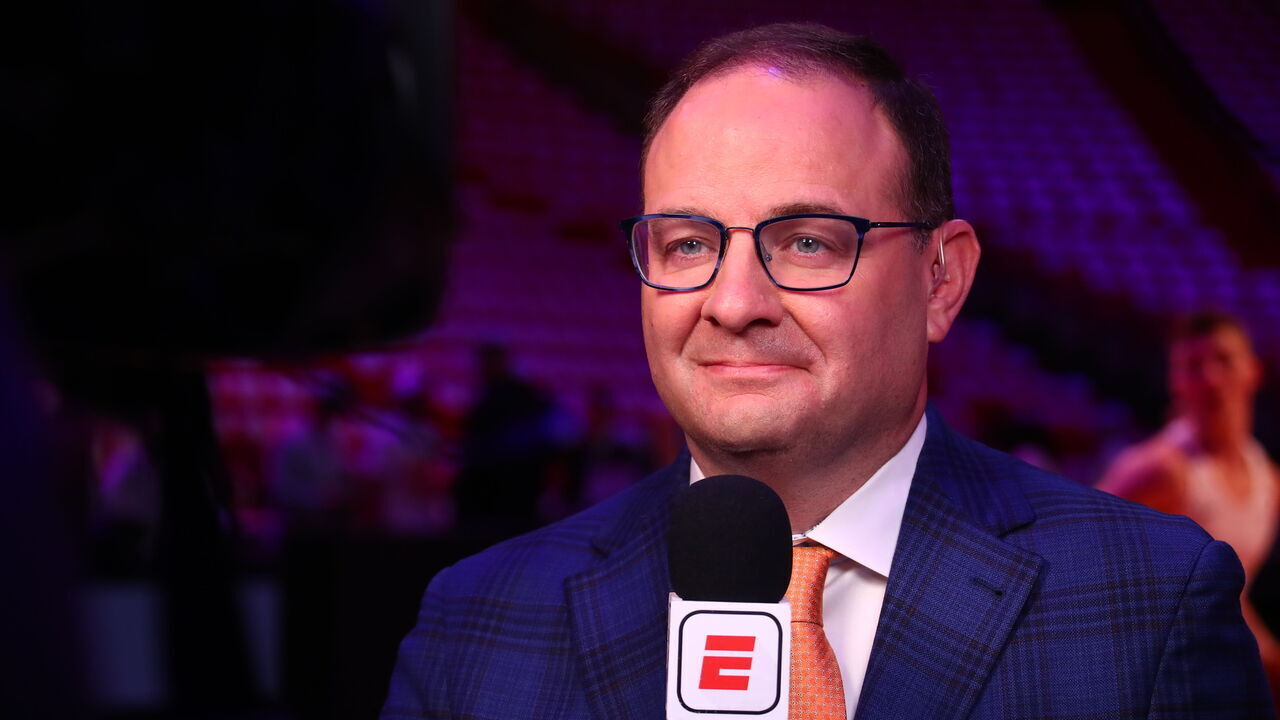 MIAMI, FL - JUNE 7: Adrian Wojnarowski looks on before the game on June 7, 2023 at Kaseya Center in Miami, Florida. Mandatory Copyright Notice: Copyright 2023 NBAE