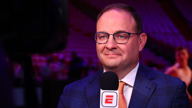 MIAMI, FL - JUNE 7: Adrian Wojnarowski looks on before the game on June 7, 2023 at Kaseya Center in Miami, Florida. Mandatory Copyright Notice: Copyright 2023 NBAE