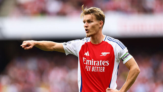 LONDON, ENGLAND - AUGUST 31: Martin Odegaard of Arsenal during the Premier League match between Arsenal FC and Brighton & Hove Albion FC at Emirates Stadium on August 31, 2024 in London, England.