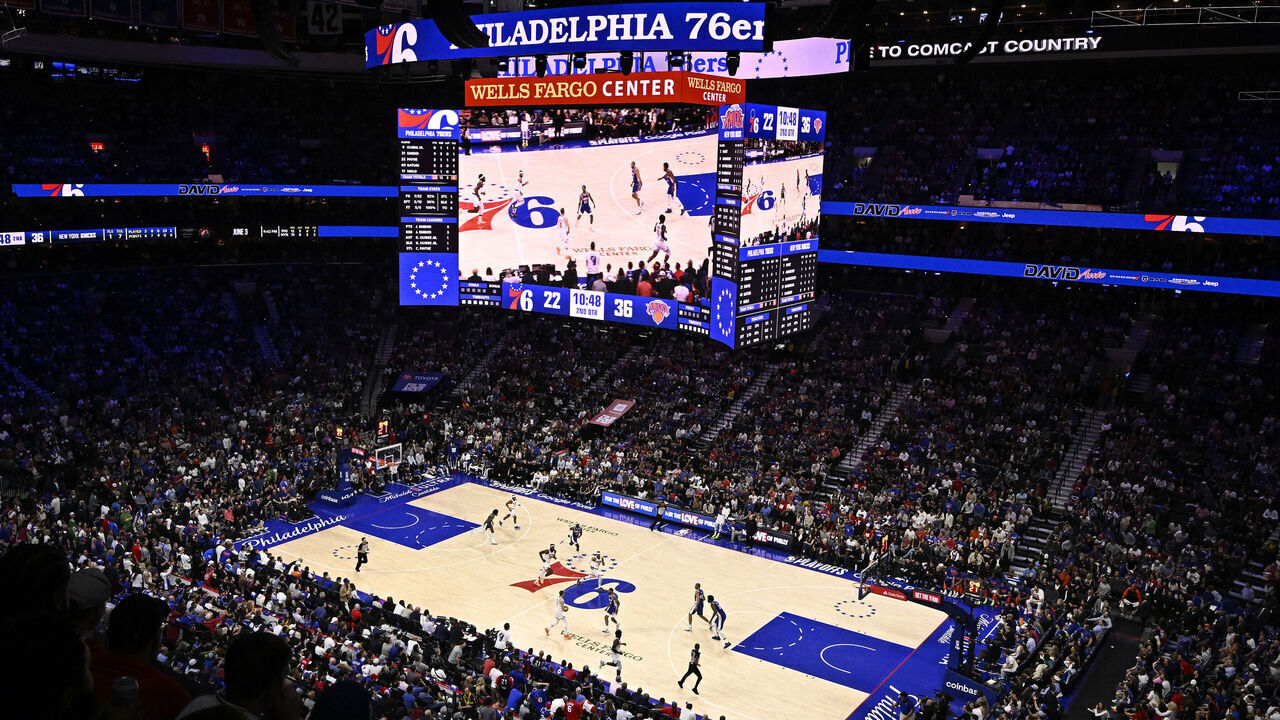PHILADELPHIA, PA - MAY 2: An overall view of the arena during the New York Knicks game against the Philadelphia 76ers during Round 1 Game 6 of the 2024 NBA Playoffs on May 2, 2024 at the Wells Fargo Center in Philadelphia, Pennsylvania NOTE TO USER: User expressly acknowledges and agrees that, by downloading and/or using this Photograph, user is consenting to the terms and conditions of the Getty Images License Agreement. Mandatory Copyright Notice: Copyright 2024 NBAE