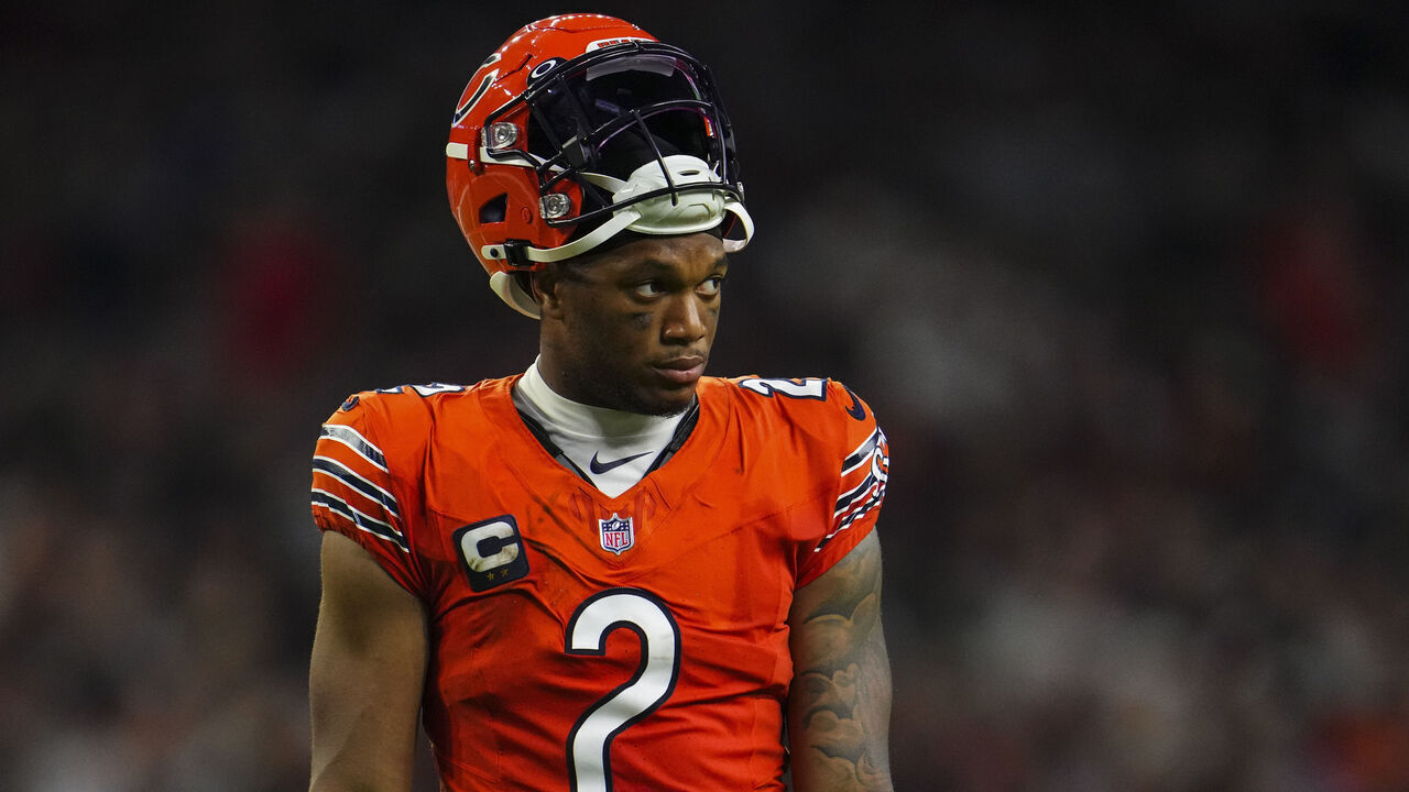 HOUSTON, TX - SEPTEMBER 15: DJ Moore #2 of the Chicago Bears looks on from the field during an NFL football game against the Houston Texans during a football game at NRG Stadium on September 15, 2024 in Houston, Texas.
