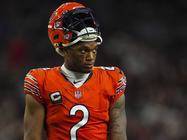 HOUSTON, TX - SEPTEMBER 15: DJ Moore #2 of the Chicago Bears looks on from the field during an NFL football game against the Houston Texans during a football game at NRG Stadium on September 15, 2024 in Houston, Texas.