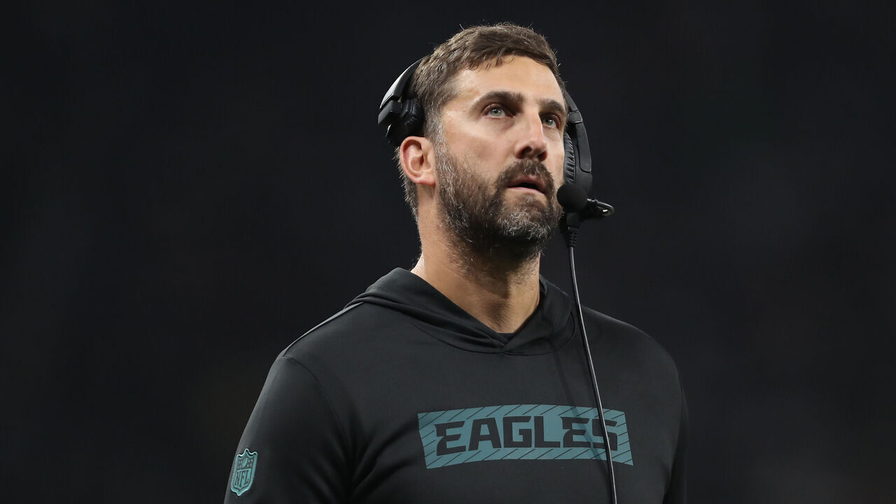 SAO PAULO, BRAZIL - SEPTEMBER 06: Head coach Nick Sirianni of the Philadelphia Eagles looks on during the fourth quarter against the Green Bay Packers at Arena Corinthians on September 06, 2024 in Sao Paulo, Brazil.