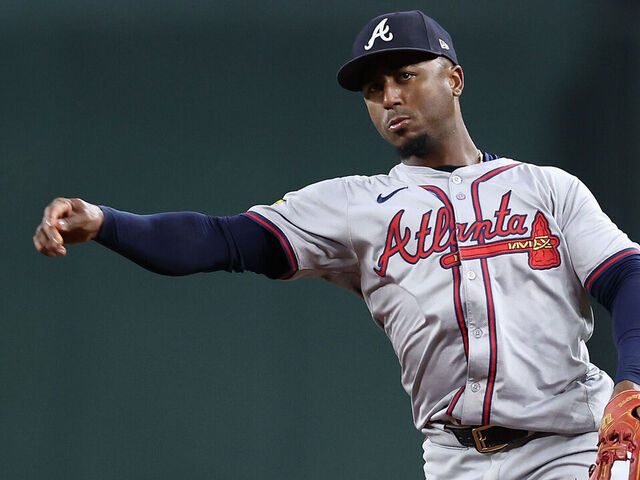PHOENIX, ARIZONA - JULY 08: Infielder Ozzie Albies #1 of the Atlanta Braves fields a ground ball out against the Arizona Diamondbacks during the fourth inning of the MLB game at Chase Field on July 08, 2024 in Phoenix, Arizona.