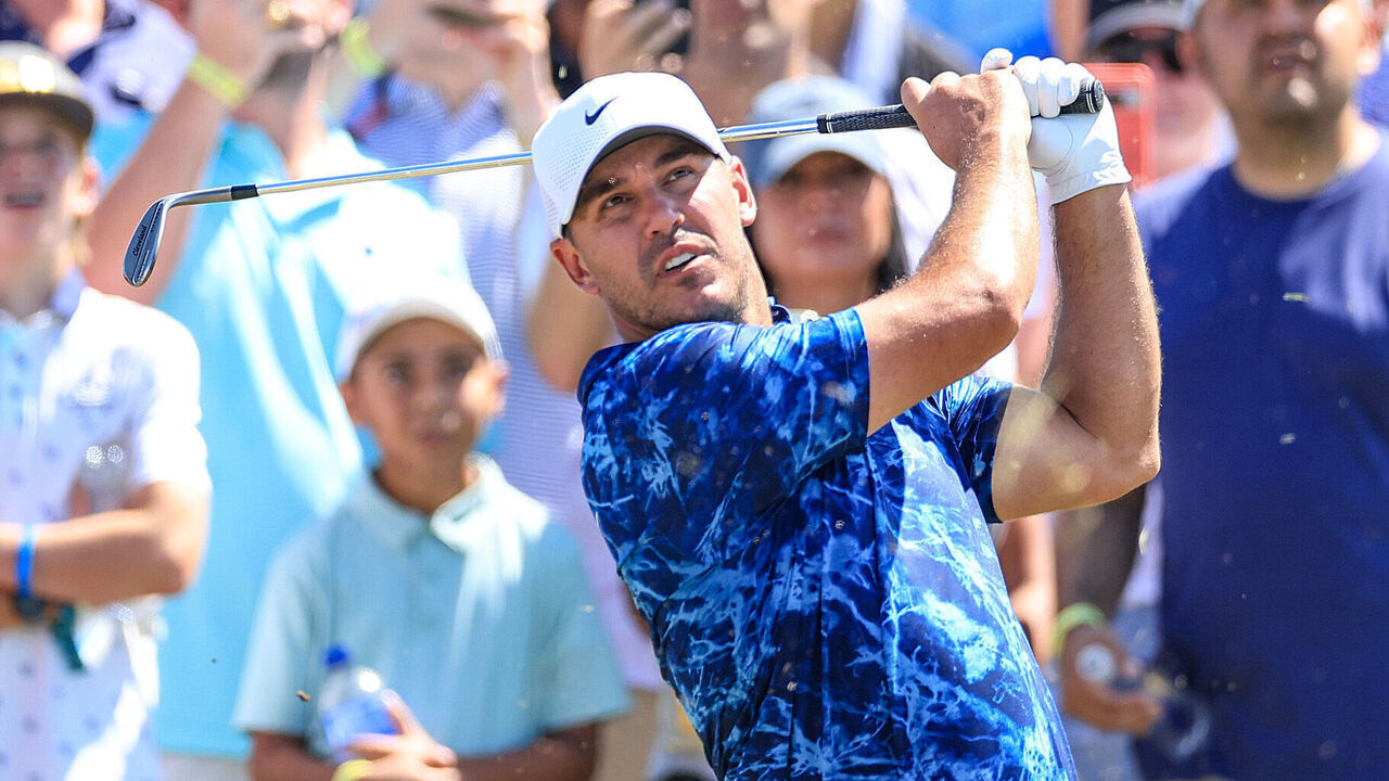 DALLAS, TEXAS - SEPTEMBER 20: Brooks Koepka of The United States and the Smash Team plays his second shot on the 10th hole in his match against Kevin Na of The United States and The Iron Heads GC during the quarter-final matches on day one of the LIV Golf Team Championship Dallas at Maridoe Golf Club on September 20, 2024 in Dallas, Texas.