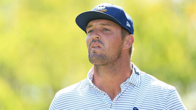 DALLAS, TEXAS - SEPTEMBER 21: Bryson DeChambeau of The United States and The Crushers plays his tee shot on the second hole in his match against Danny Lee of The Iron Heads GCduring the semi-final matches on day two of the LIV Golf Team Championship Dallas at Maridoe Golf Club on September 21, 2024 in Dallas, Texas.