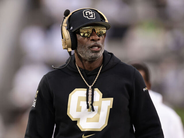 BOULDER, COLORADO - SEPTEMBER 21: Head coach Deion Sanders of the Colorado Buffaloes walks on the field during the first quarter against the Baylor Bears at Folsom Field on September 21, 2024 in Boulder, Colorado.