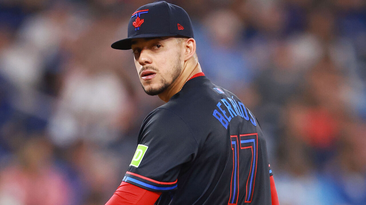TORONTO, ON - JUNE 05: Jose Berrios #17 of the Toronto Blue Jays delivers a pitch during a game against the Baltimore Orioles at Rogers Centre on June 5, 2024 in Toronto, Ontario, Canada.