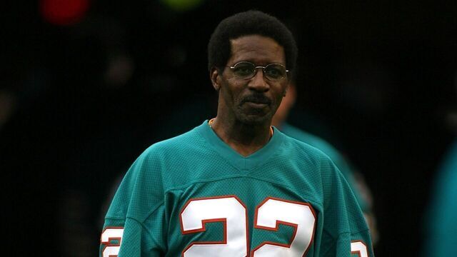MIAMI - DECEMBER 16: Hall of Fame football player Mercury Morris walks out for a ceremony for the 1972 undefeated Miami Dolphins during half time against the Baltimore Ravens December 16, 2007 at Joe Robbie Stadium in Miami, Florida. The Dolphins defeated the Ravens 22-16.