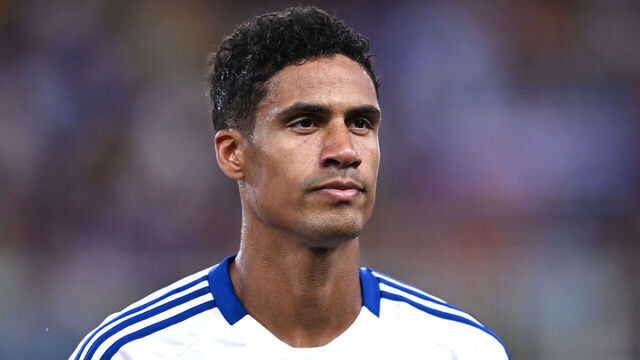 GENOA, ITALY - AUGUST 11: Raphael Varane of Como looks during the Coppa Italia match between Sampdoria v Como at Stadio Luigi Ferraris on August 11, 2024 in Genoa, Italy.