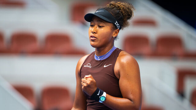 BEIJING, CHINA - SEPTEMBER 25: Naomi Osaka of Japan reacts during her match against Lucia Bronzetti of Italy in the first round on Day 3 of the China Open at National Tennis Center on September 25, 2024 in Beijing, China