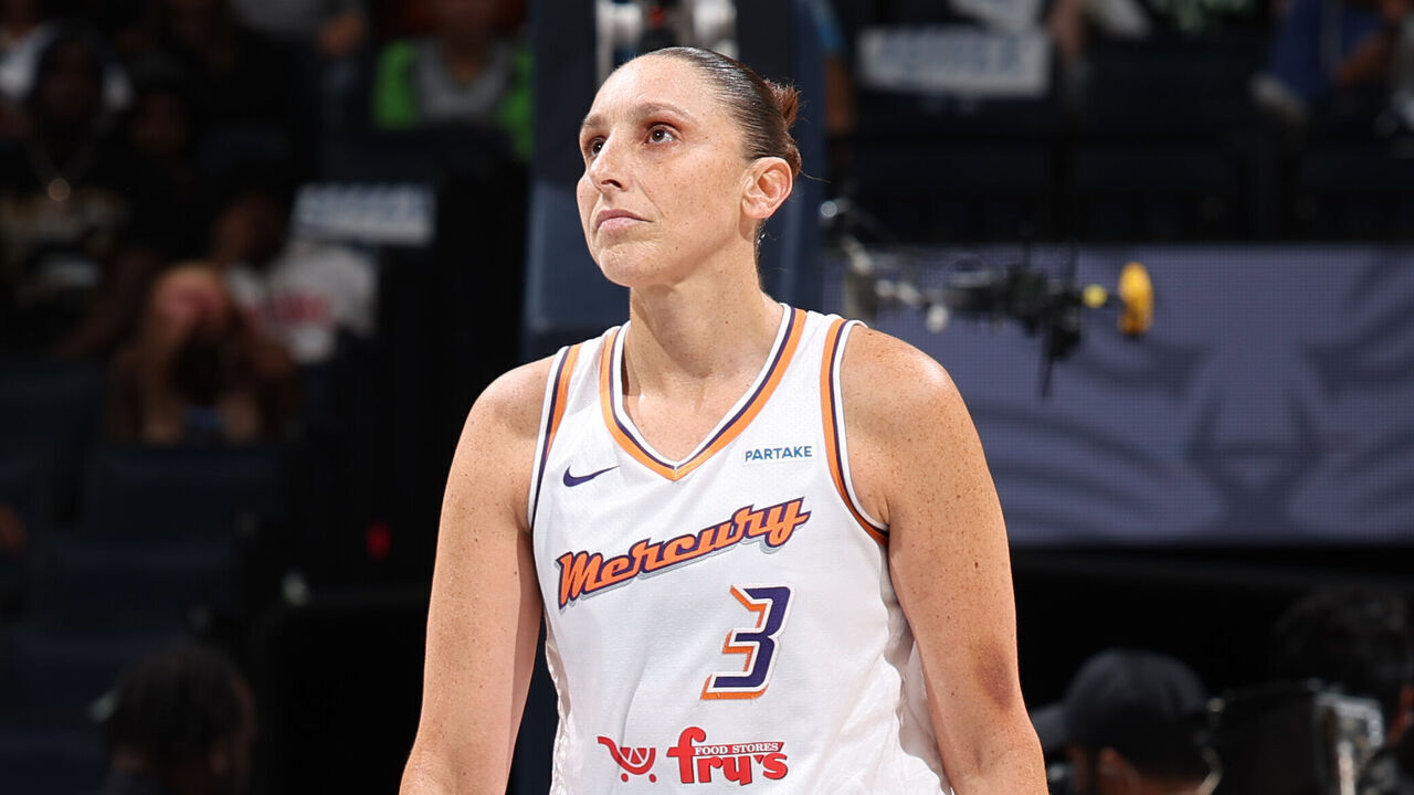 MINNEAPOLIS, MN - SEPTEMBER 25: Diana Taurasi #3 of the Phoenix Mercury looks on during the game during round one game two of the 2024 WNBA Playoffs on September 25, 2024 at Target Center in Minneapolis, Minnesota. Mandatory Copyright Notice: Copyright 2024 NBAE