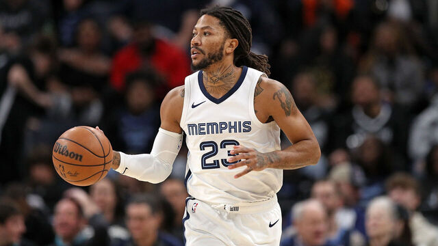 MEMPHIS, TENNESSEE - DECEMBER 31: Derrick Rose #23 of the Memphis Grizzlies brings the ball up court during the game against the Sacramento Kings at FedExForum on December 31, 2023 in Memphis, Tennessee.